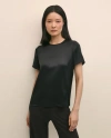 Brooks Brothers Short-sleeve Top In Washable Silk Charmeuse In Black