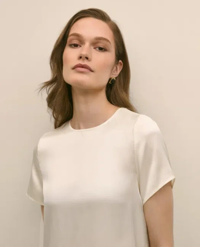 Brooks Brothers Short-sleeve Top In Washable Silk Charmeuse In Neutral