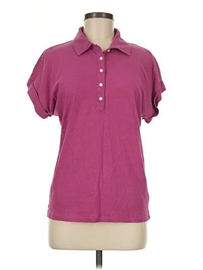Pre-owned Brooks Brothers Short Sleeve Top Purple Collared Neckline Tops
