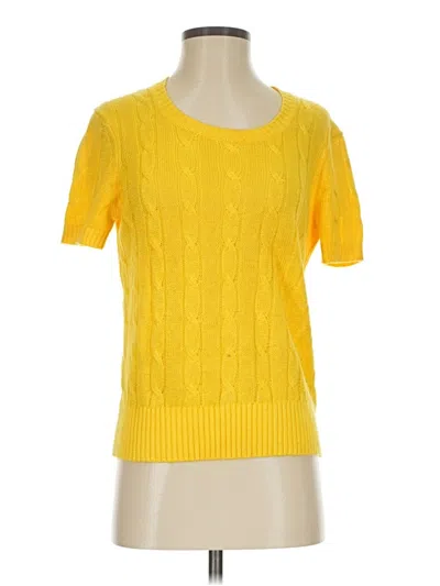 Pre-owned Brooks Brothers Short Sleeve Top Yellow Crew Neck Tops