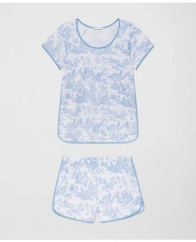 Brooks Brothers Shorts Pajamas Set In Classic Blue Toile In Light Blue