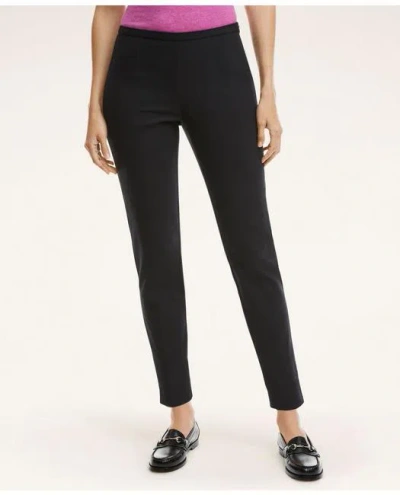 Brooks Brothers Side-zip Stretch Cotton Pant In Black