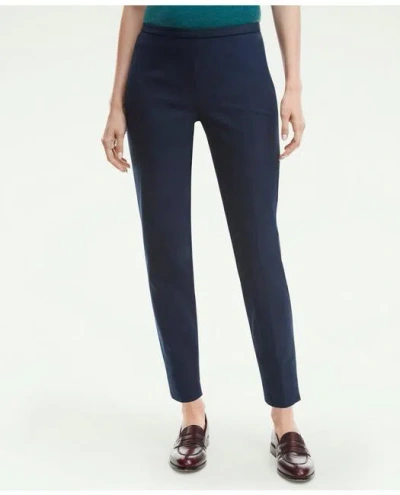 Brooks Brothers Side-zip Stretch Cotton Pant In Navy
