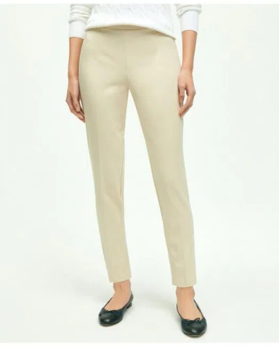 Brooks Brothers Side-zip Stretch Cotton Pant In Oatmeal