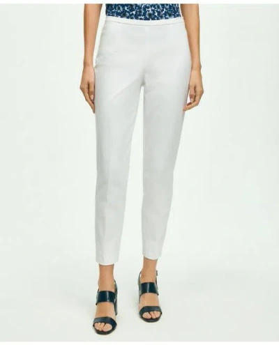 Brooks Brothers Side-zip Stretch Cotton Pant | White | Size 4 In White