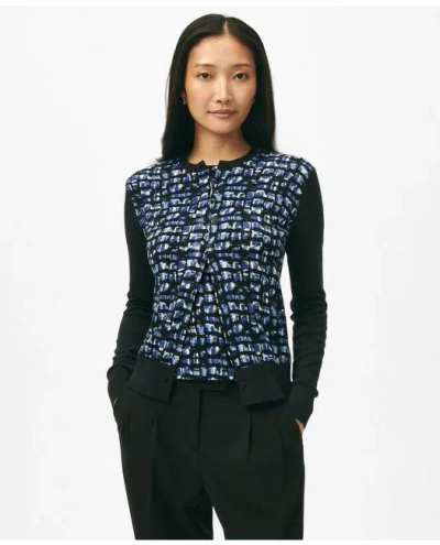 Brooks Brothers Twinset Abstract Cardigan In Cotton Jersey Sweater In Blue