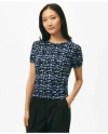 Brooks Brothers Twinset Abstract Short Sleeve Sweater In Cotton Jersey In Blue