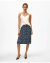 Brooks Brothers Signature Abstract Skirt In Pleated Chiffon In Blue