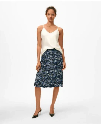 Brooks Brothers Signature Abstract Skirt In Pleated Chiffon In Blue