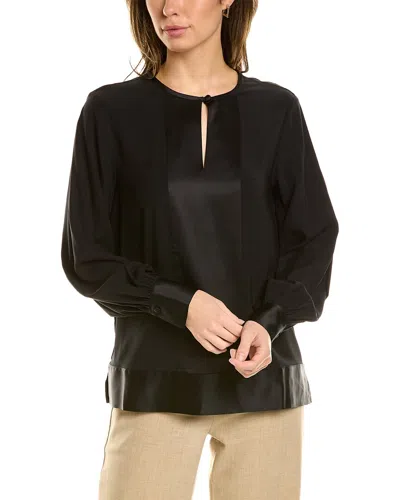 Brooks Brothers Silk-blend Blouse In Black