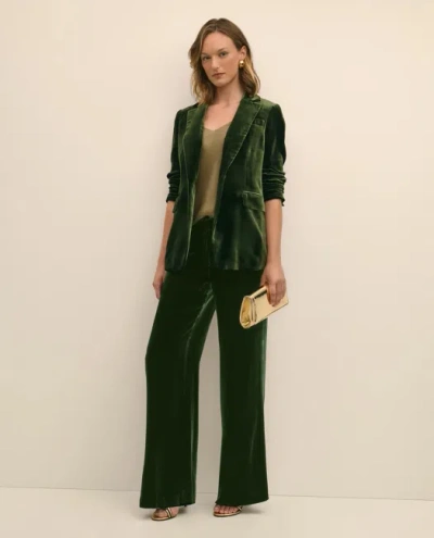 Brooks Brothers Silk Blend Drapey Velvet Wide-leg Trouser In Green