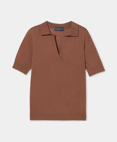 Brooks Brothers Silk Blend Knit Polo With Johnny Collar