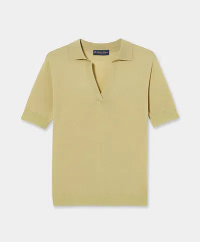 Brooks Brothers Silk Blend Knit Polo With Johnny Collar