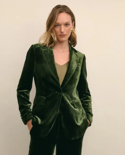 Brooks Brothers Silk-blend One-button Velvet Jacket In Green
