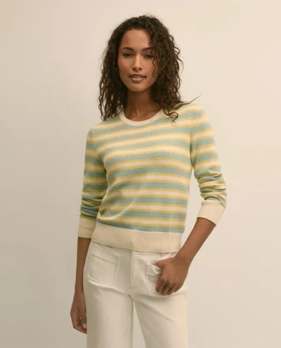 Brooks Brothers Silk Blend Relaxed Stripe Sweater In Yellow