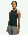 Brooks Brothers Twinset Silk Blend Ribbed Shell Sweater In Black
