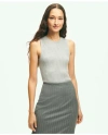 Brooks Brothers Twinset Silk Blend Ribbed Shell Sweater In Grey Heather