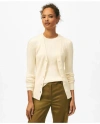 Brooks Brothers Twinset Silk Blend Ribbed V-neck Cardigan Sweater In White