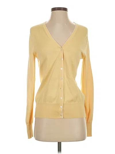 Pre-owned Brooks Brothers Silk Cardigan Sweater In Yellow