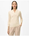 Brooks Brothers Silk-cashmere Shawl-collar Sweater In Ivory