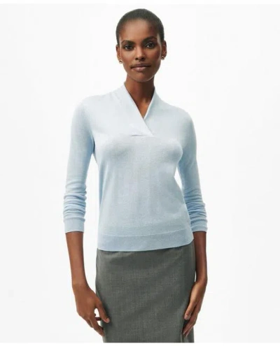 Brooks Brothers Silk-cashmere Shawl-collar Sweater In Light Blue