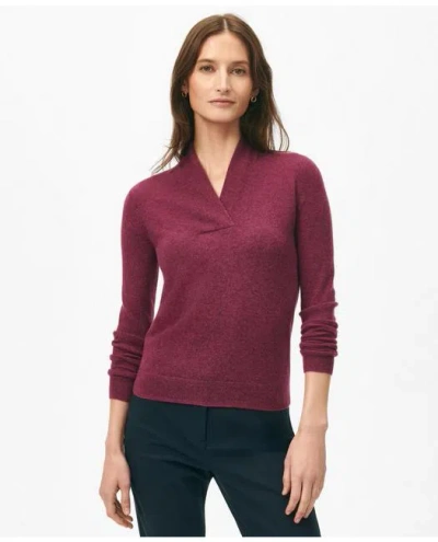 Brooks Brothers Silk-cashmere Shawl-collar Sweater In Magenta