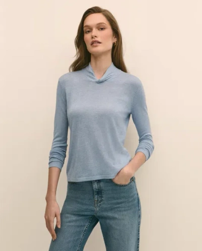 Brooks Brothers Silk Cashmere Twist Neck Sweater In Blue