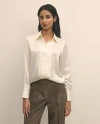 Brooks Brothers Silk Charmeuse Pintucked Blouse In White