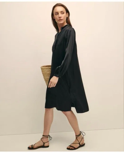 Brooks Brothers Silk Charmeuse Shift Dress In Black