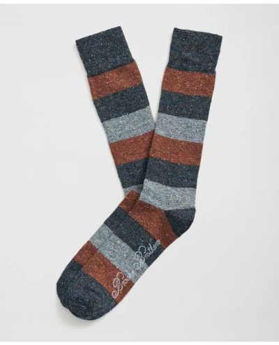 Brooks Brothers Silk Cotton Blend Striped Socks In Blue
