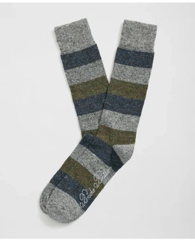 Brooks Brothers Silk Cotton Blend Striped Socks In Grey