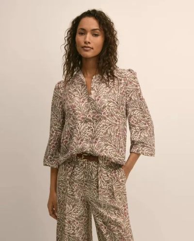 Brooks Brothers Silk Habotai Floral Blouse In Brown