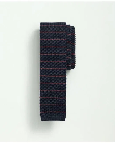 Brooks Brothers Silk Knit Thin Striped Tie | Navy/red | Size L/xl In Navy,red