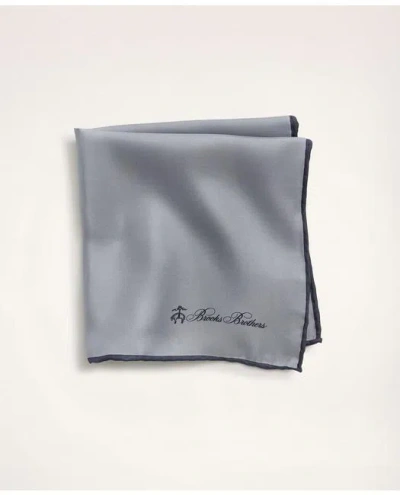 Brooks Brothers Silk Pocket Square In Silver