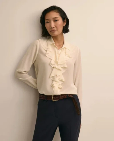 Brooks Brothers Silk Ruffle-detail Blouse In Cream