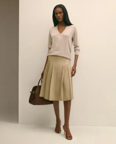 Brooks Brothers Silk V-neck Marled Knit Relaxed Sweater In Neutral