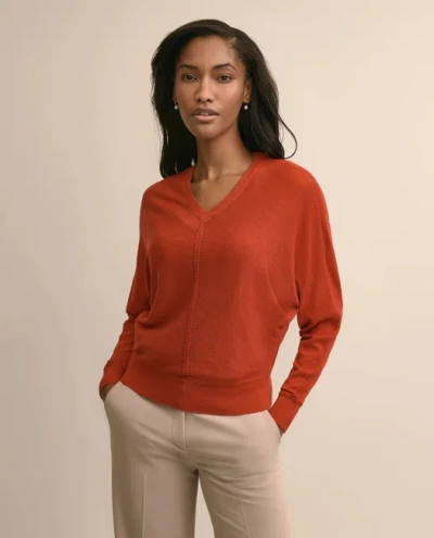 Brooks Brothers Silk-cotton Dolman-sleeve V-neck Sweater In Orange