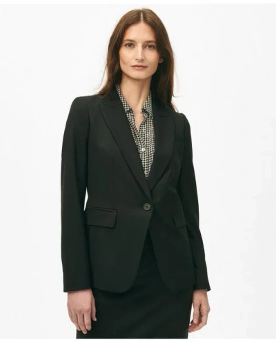 Brooks Brothers Single-breasted Peak Lapel Jacket In Fine Twill Stretch Crepe In Black