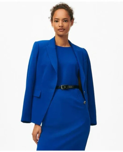 Brooks Brothers Single-breasted Peak Lapel Jacket In Fine Twill Stretch Crepe In Medium Navy