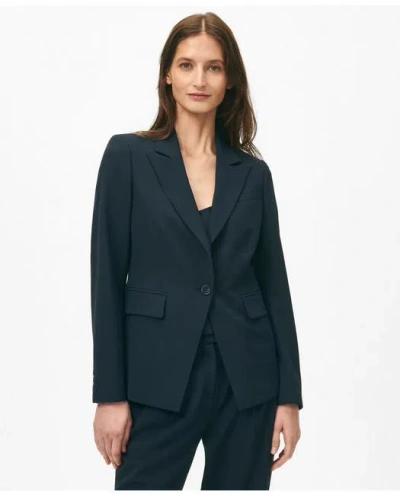 Brooks Brothers Single-breasted Peak Lapel Jacket In Fine Twill Stretch Crepe In Navy