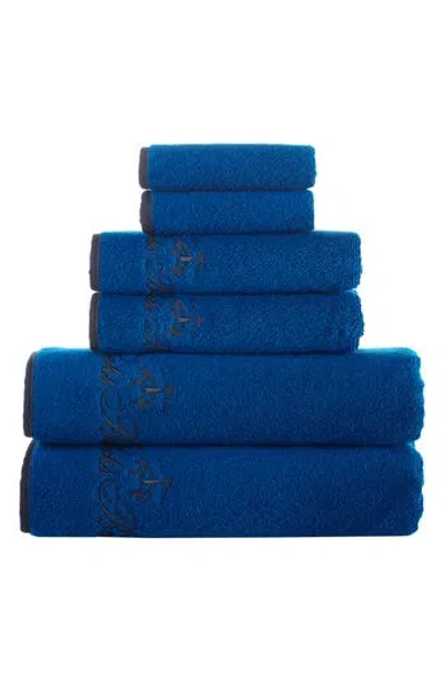 Brooks Brothers Six-piece Contrast Frame Cotton Towel Set In Blue