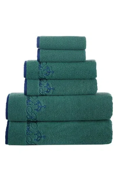 Brooks Brothers Six-piece Contrast Frame Cotton Towel Set In Green