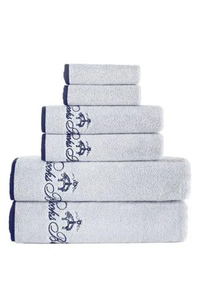 Brooks Brothers Six-piece Contrast Frame Cotton Towel Set In Silver