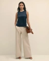 Brooks Brothers Sleeveless Shell In Washable Silk In Navy