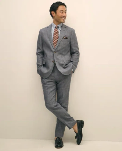 Brooks Brothers Slim Fit Check Linen Suit Pants In Gray