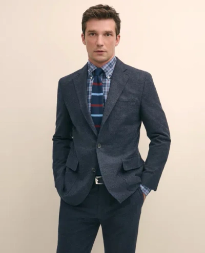 Brooks Brothers Slim Fit Check Suit Jacket In Brushed-cotton In Blue