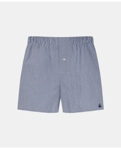 Brooks Brothers Slim Fit Cotton Broadcloth Check Boxers In Blue