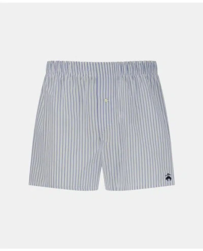 Brooks Brothers Slim Fit Cotton Broadcloth Striped Boxers In Blue