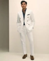 Brooks Brothers Slim Fit Cotton-linen Herringbone Single-pleat Suit Pants In White