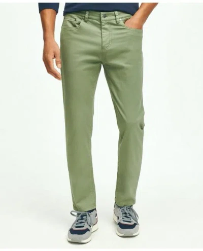 Brooks Brothers Slim Fit Five-pocket Stretch Cotton Garment Dyed Pants In Green